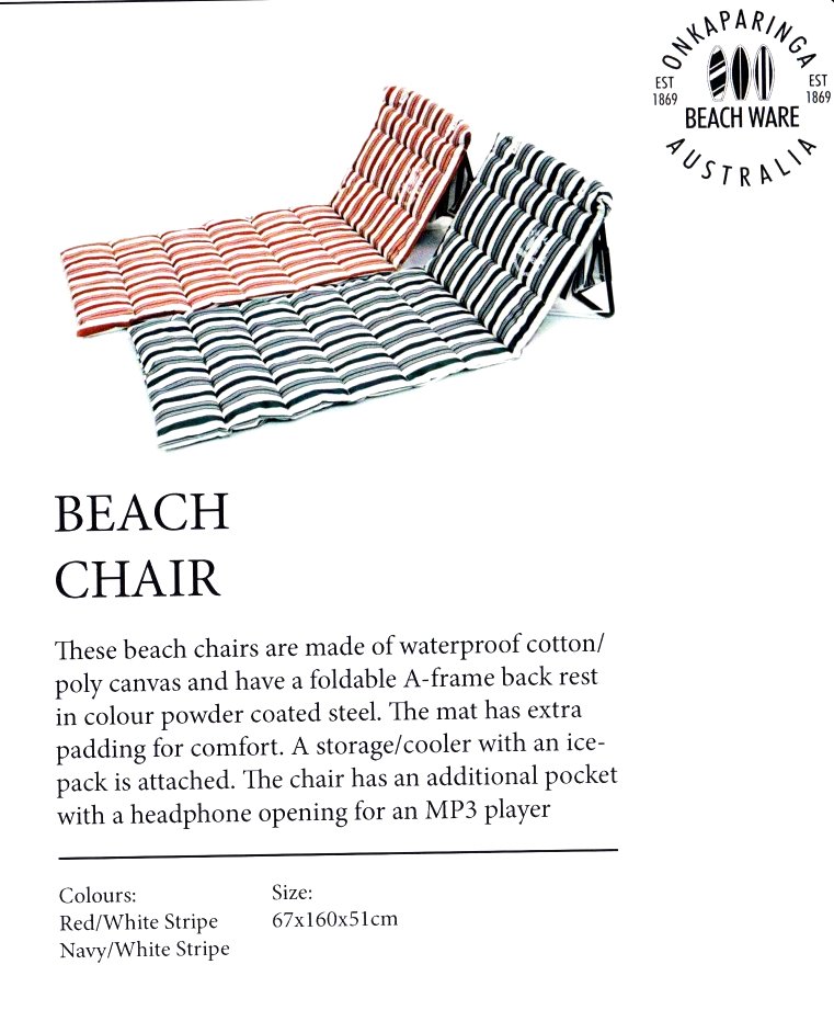 DELUXE Fold up BEACH CHAIR with MP3 + COOLER Bag attachement
